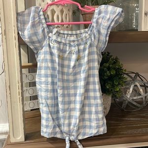 Checkered Blue Blouse Sz 6